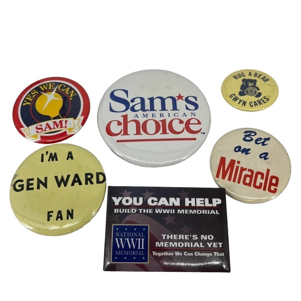 Vintage Pins Set of 6 Political Vote Politics Collectible